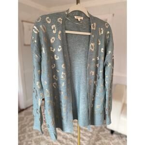 Mystree Cardigan Metallic Leopard Print Cozy Trendy Parisian Luxe Quiet Luxury
